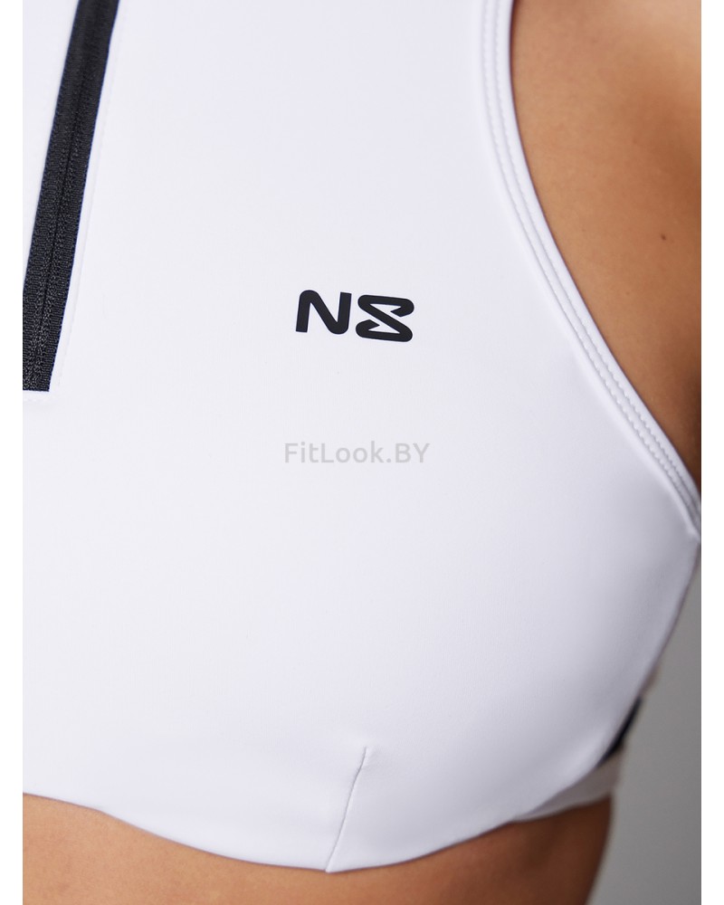 Белое спортивное бра на молнии Neverlate