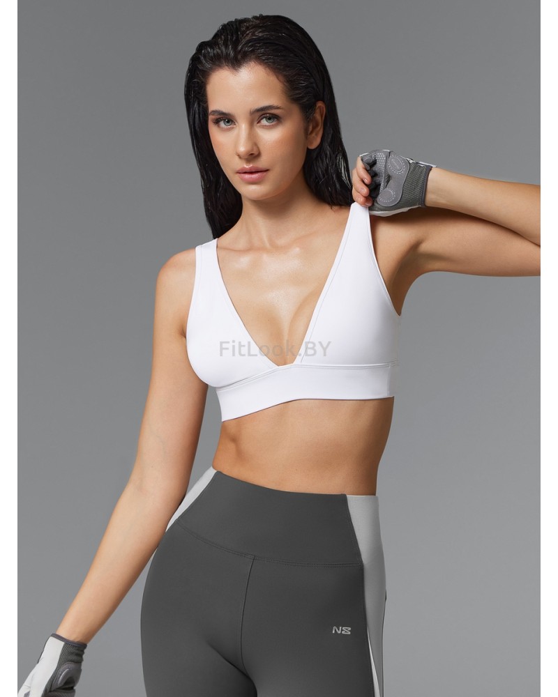 Спортивный топ-бра белый с лёгкой поддержкой