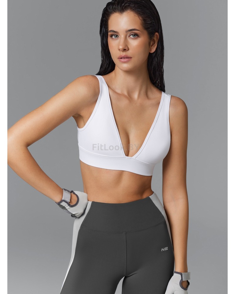 Спортивный топ-бра белый с лёгкой поддержкой