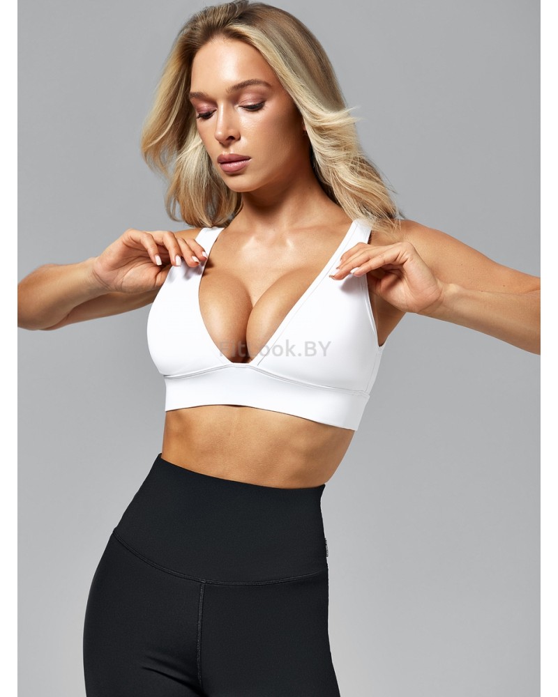 Спортивный топ-бра белый с лёгкой поддержкой