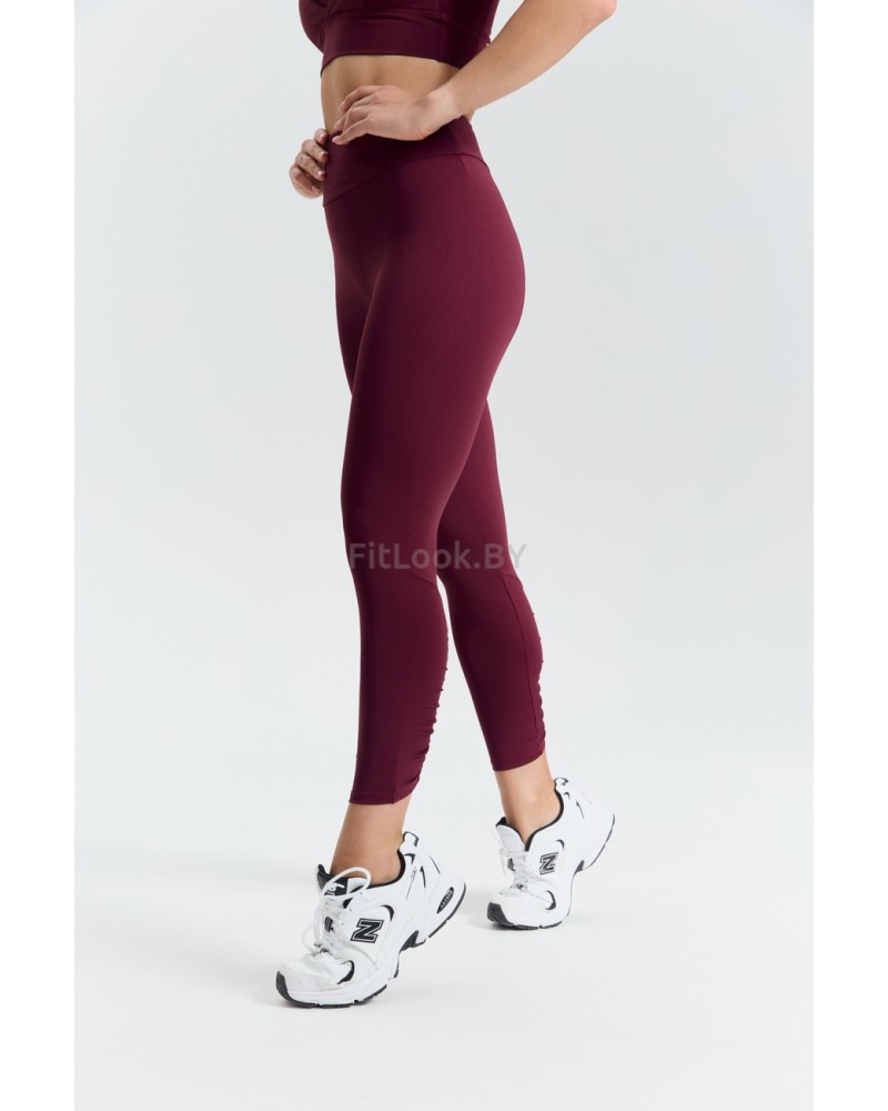 Бордовые лосины со сборочкой на ногах  Fira Ruby 