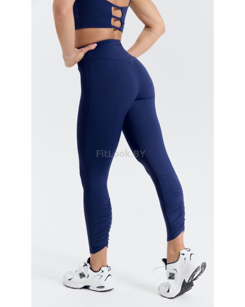Синие леггинсы со сборочкой на ногах  Fira Blue