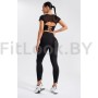 Чёрные леггинсы со сборочкой на ногах  Fira Black