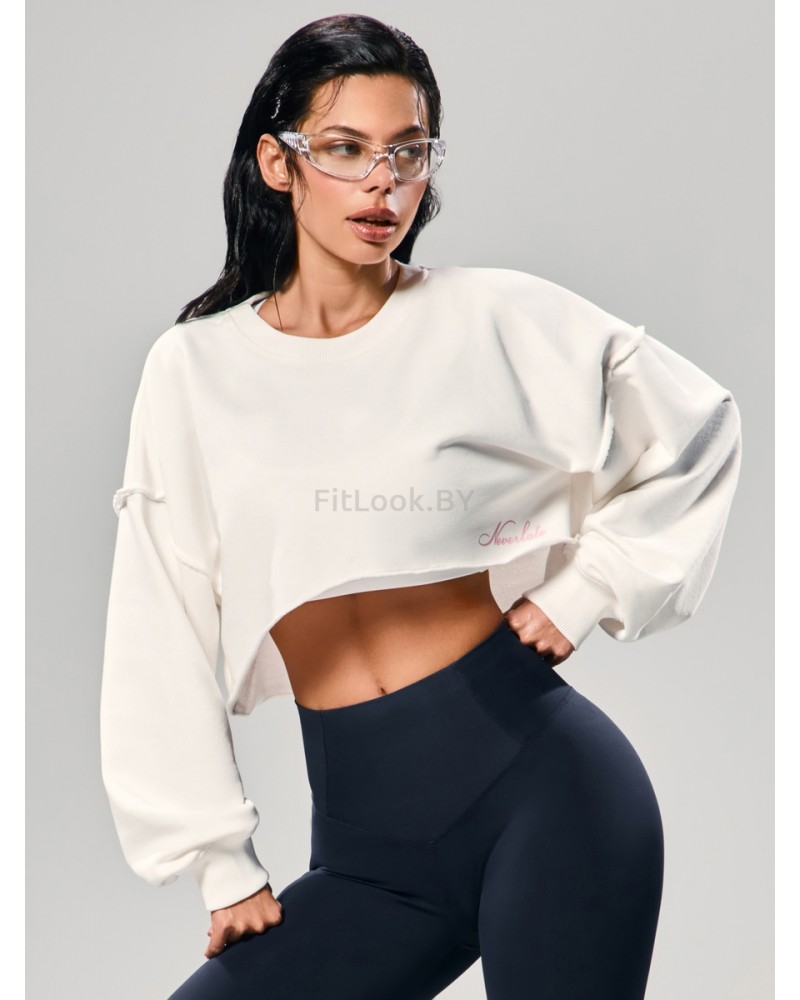 Укороченный свитшот объёмного кроя Crop Milky
