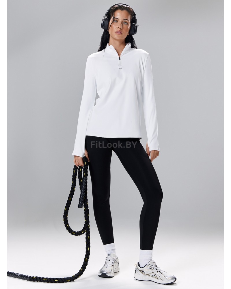 Удлинённый лонгслив на молнии LongZip White