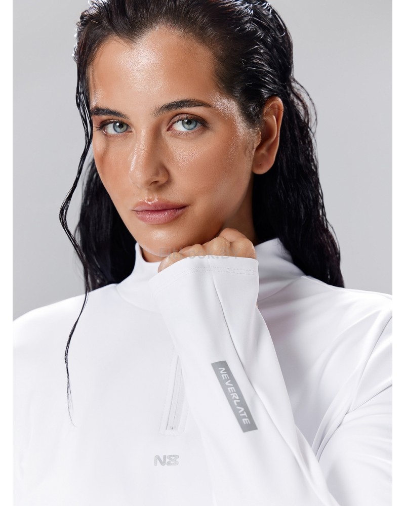 Удлинённый лонгслив на молнии LongZip White