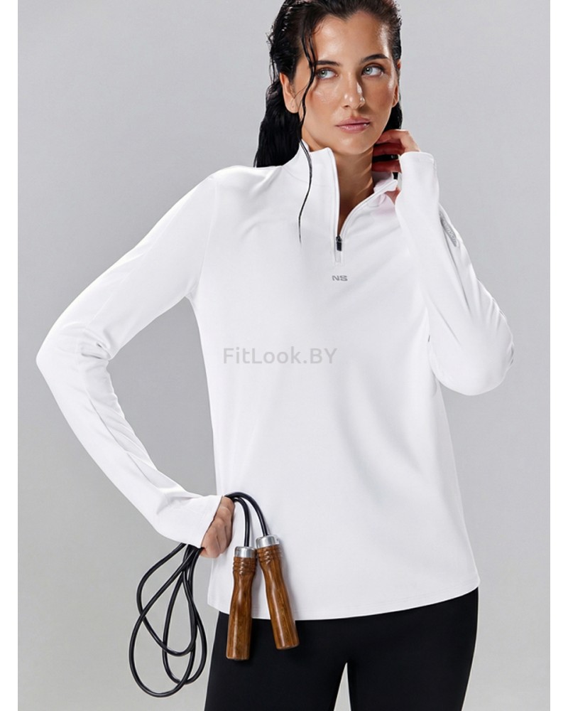 Удлинённый лонгслив на молнии LongZip White