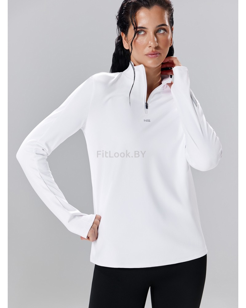 Удлинённый лонгслив на молнии LongZip White