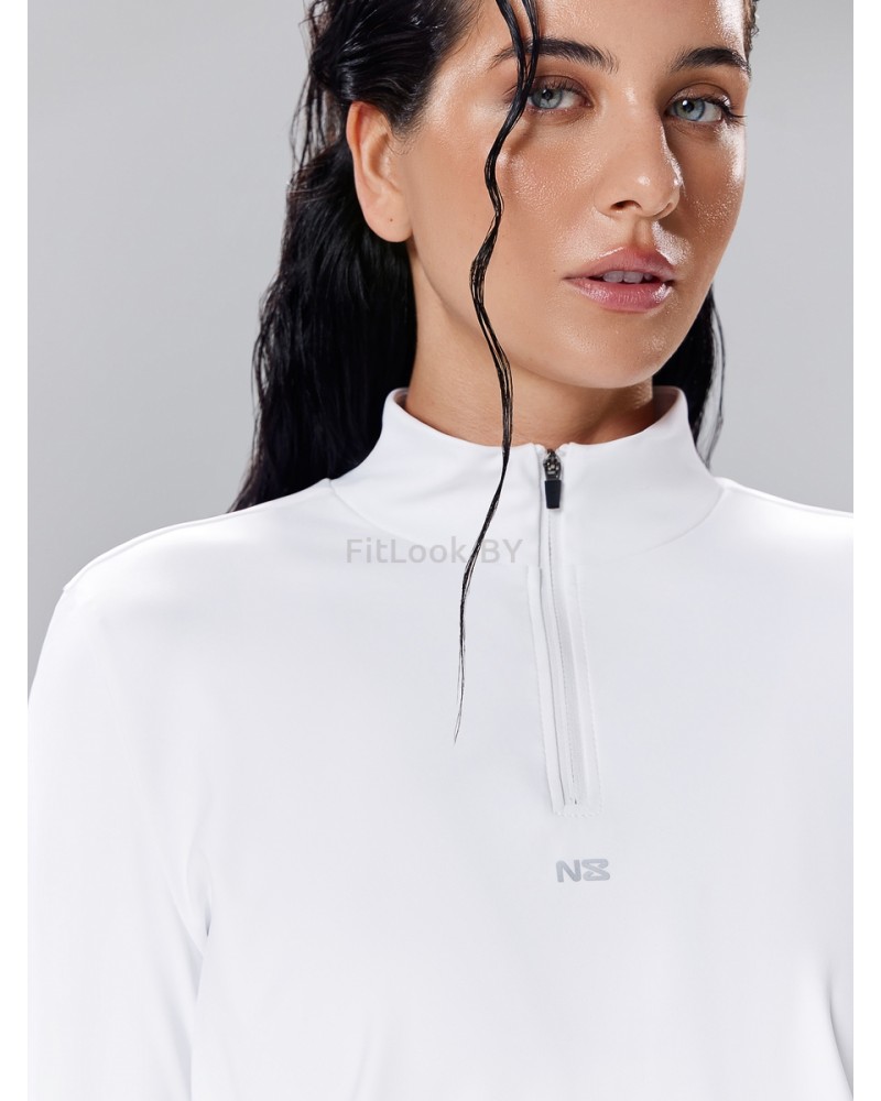 Удлинённый лонгслив на молнии LongZip White