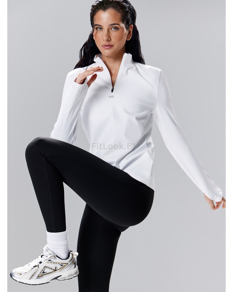 Удлинённый лонгслив на молнии LongZip White