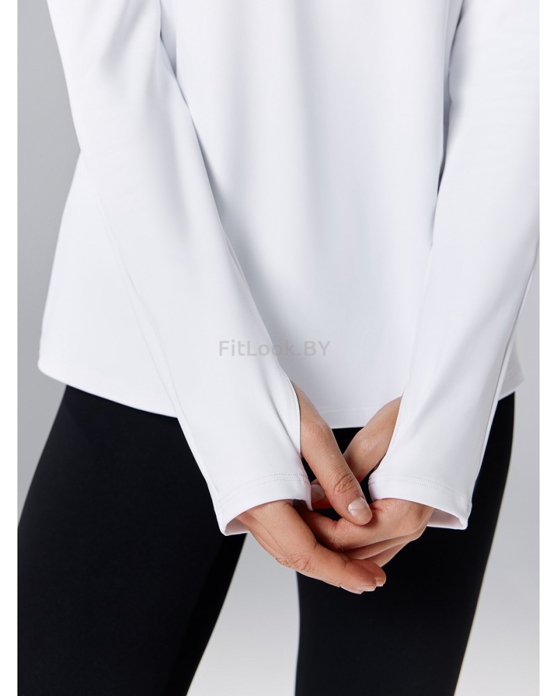 Удлинённый лонгслив на молнии LongZip White