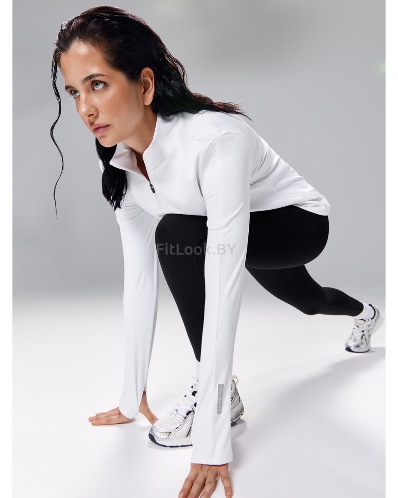 Удлинённый лонгслив на молнии LongZip White