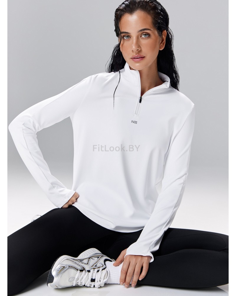 Удлинённый лонгслив на молнии LongZip White