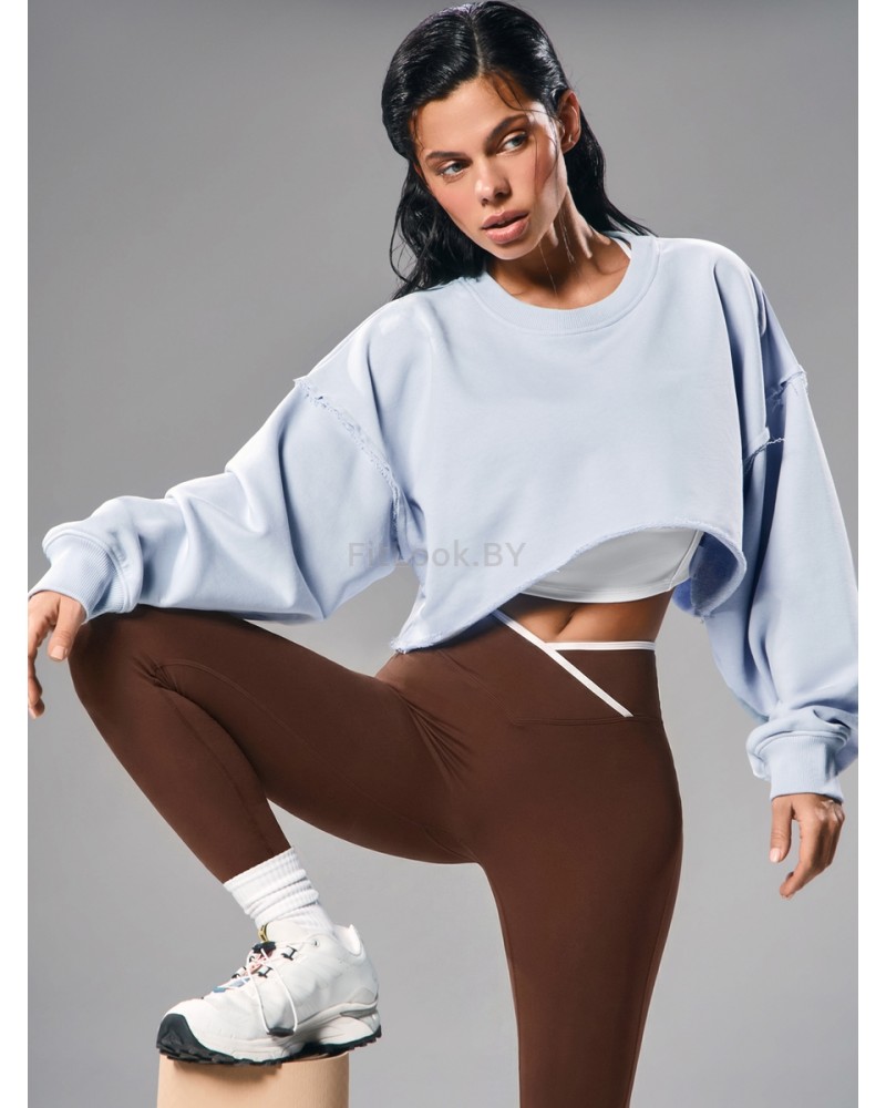 Укороченный свитшот объёмного кроя Crop Blue