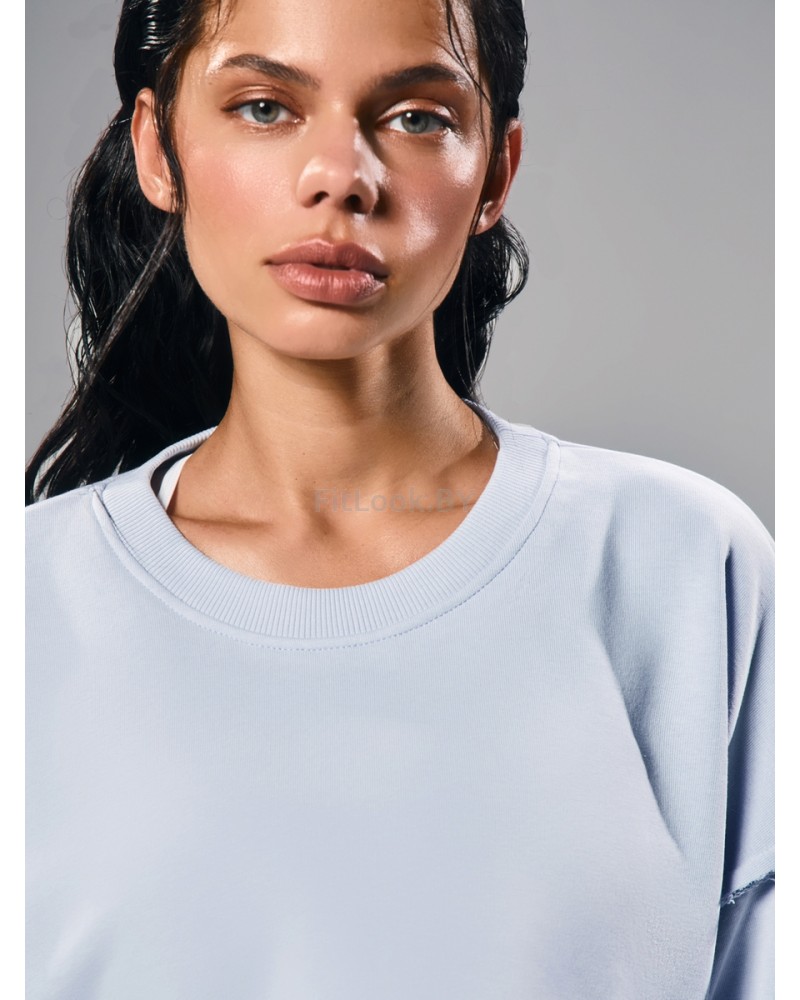 Укороченный свитшот объёмного кроя Crop Blue