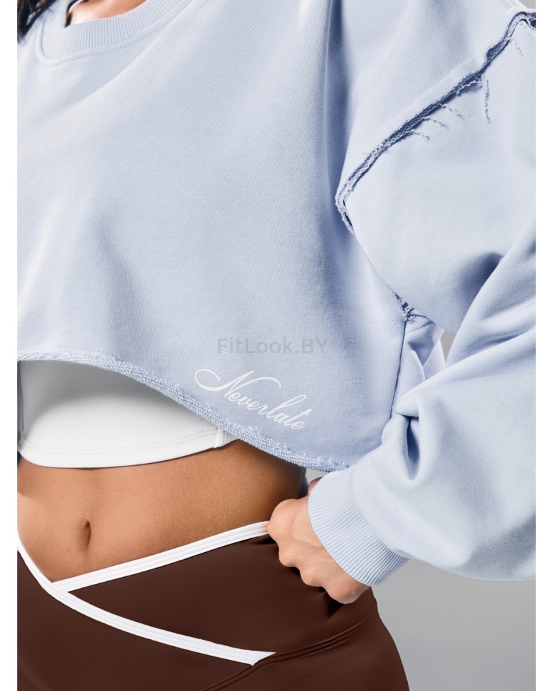 Укороченный свитшот объёмного кроя Crop Blue