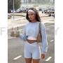 Укороченный свитшот объёмного кроя Crop Blue