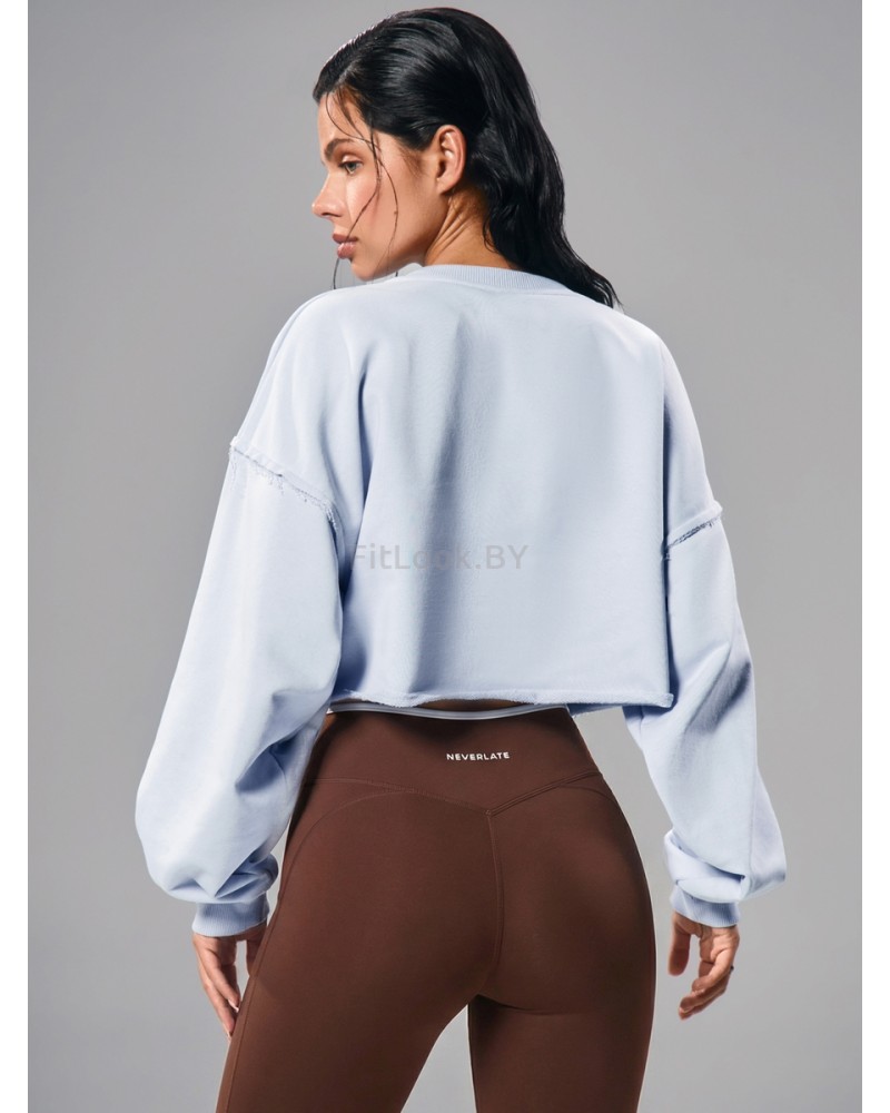 Укороченный свитшот объёмного кроя Crop Blue