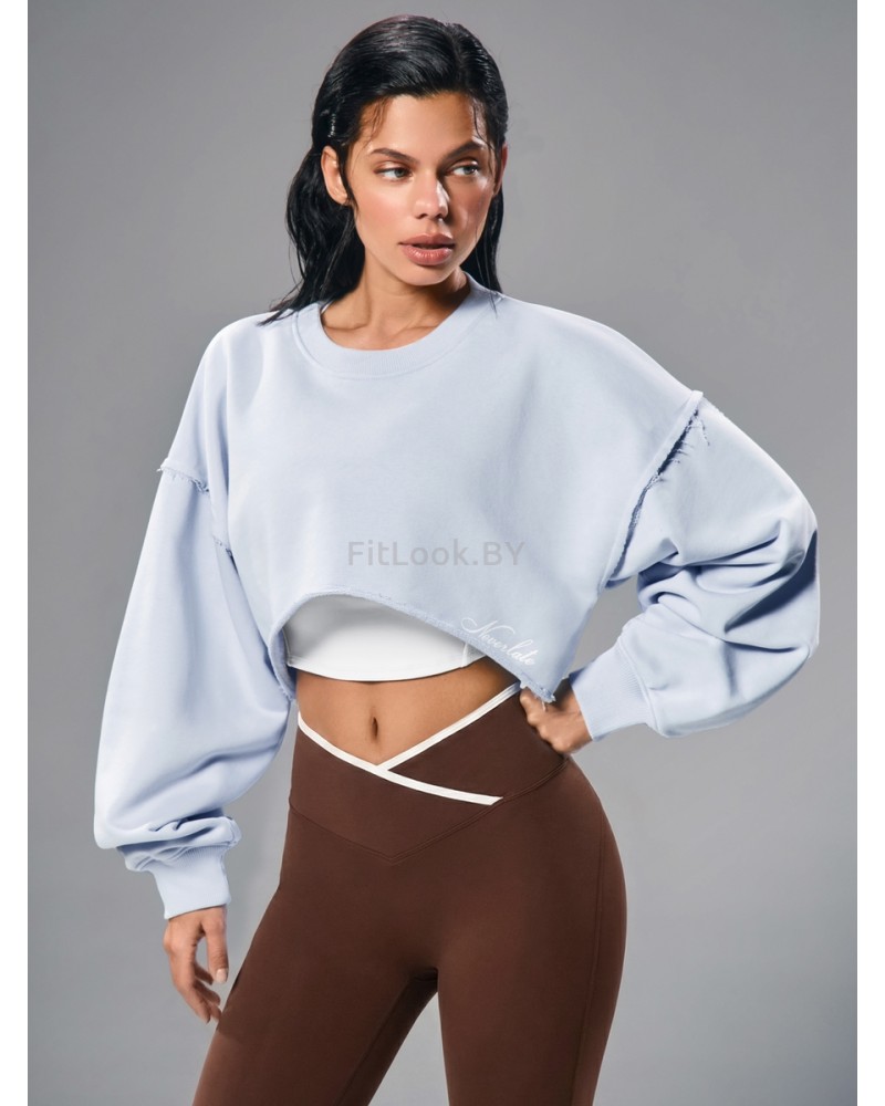 Укороченный свитшот объёмного кроя Crop Blue