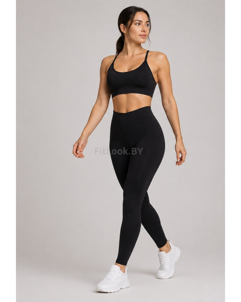 Лосины со сборочкой и V-образным поясом Shape Up (Чёрные)