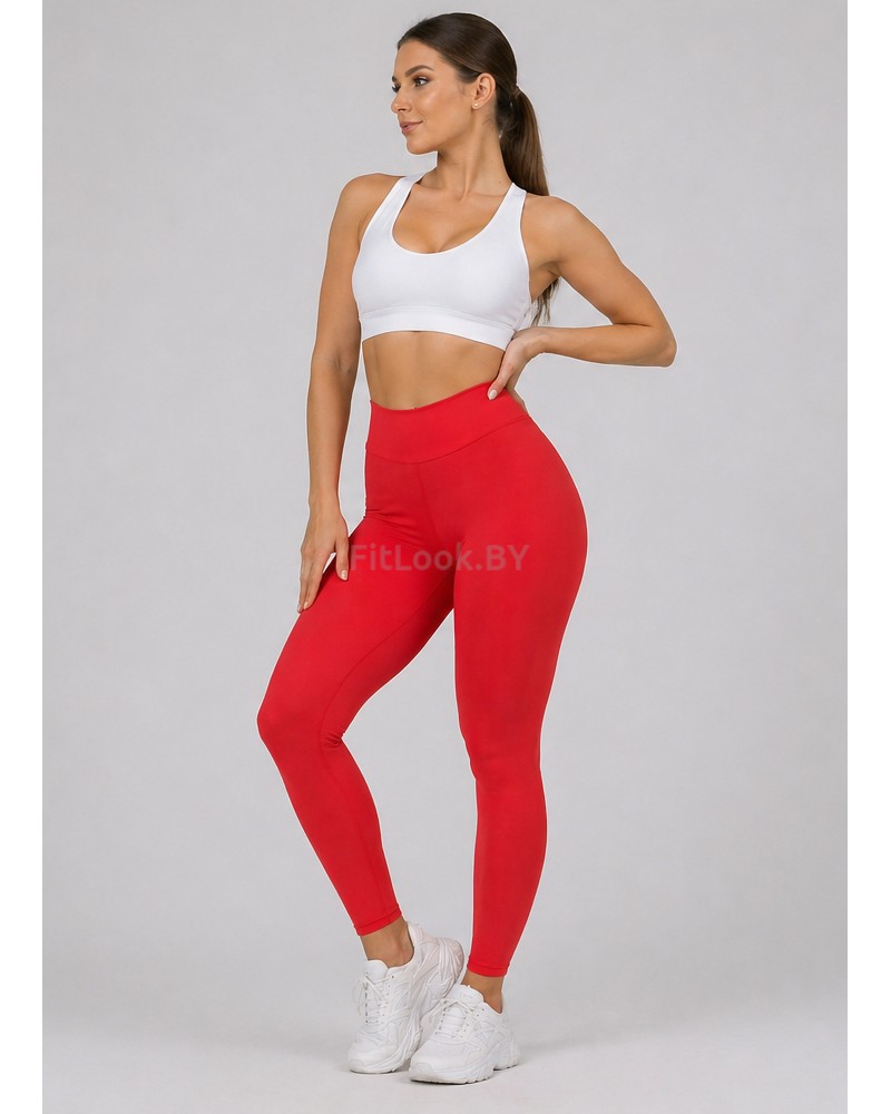 Лосины со сборочкой и V-образным поясом Shape Up (Красные)