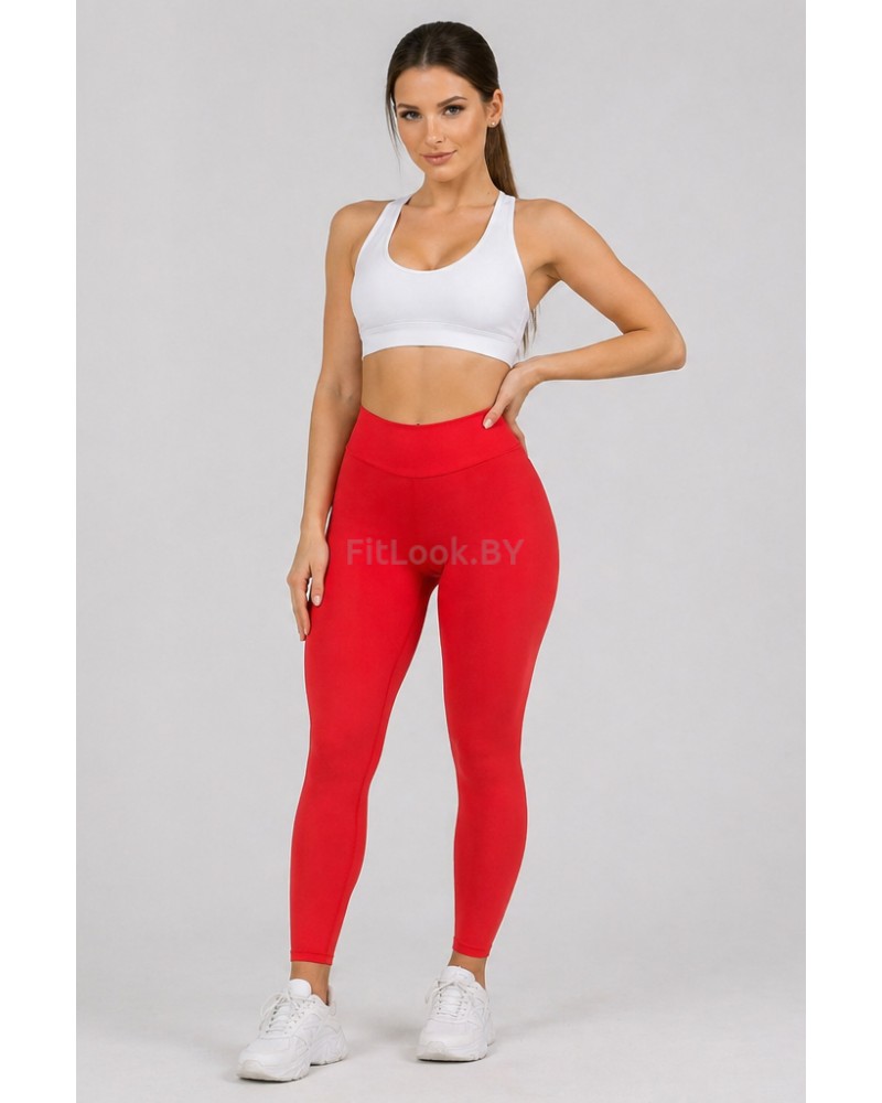 Лосины со сборочкой и V-образным поясом Shape Up (Красные)