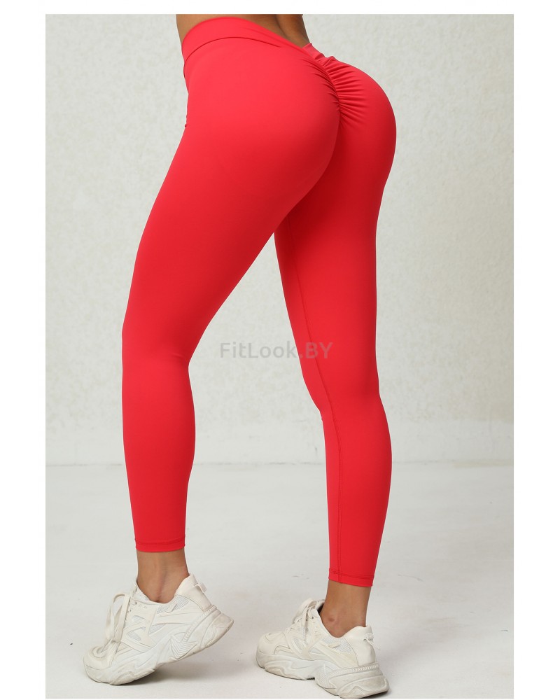 Лосины со сборочкой и V-образным поясом Shape Up (Красные)