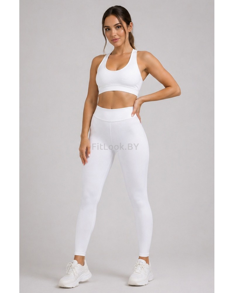 Лосины со сборочкой и V-образным поясом Shape Up (Белые)