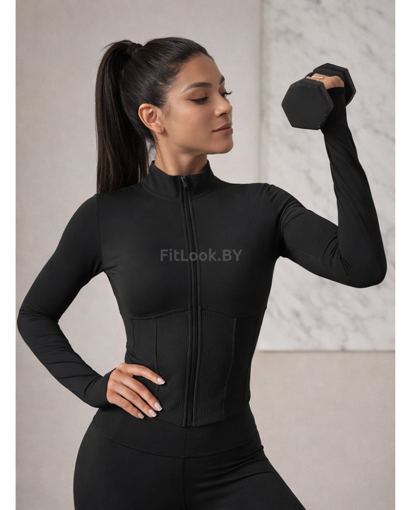 Рашгард Flex Black— спортивный лонгслив на молнии