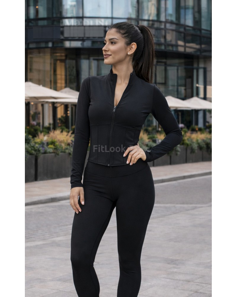Рашгард Flex Black— спортивный лонгслив на молнии