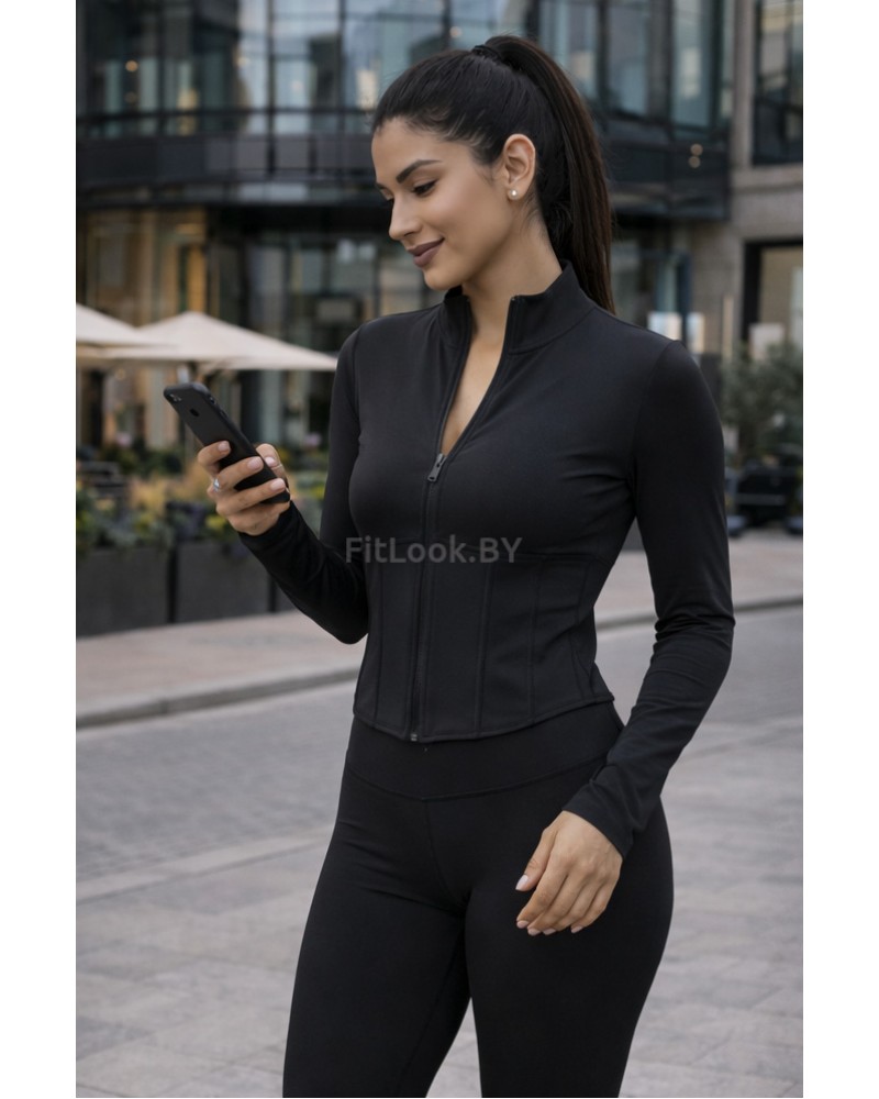Рашгард Flex Black— спортивный лонгслив на молнии