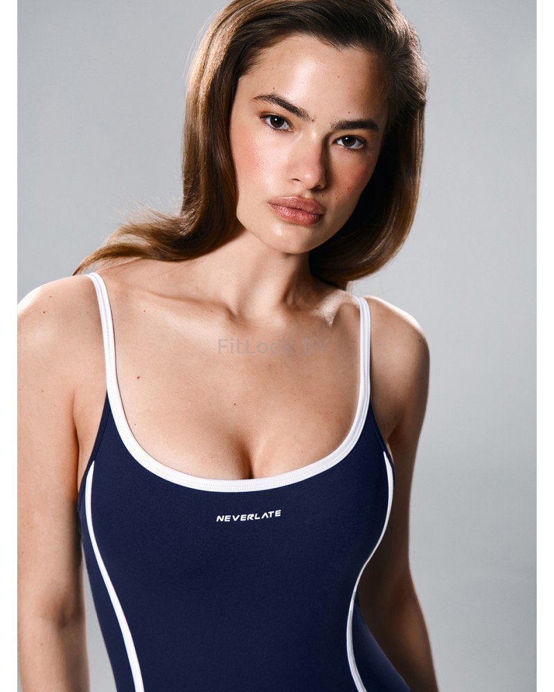 Моделирующий комбинезон с контрастными кантами Contrast Edge Long Blue