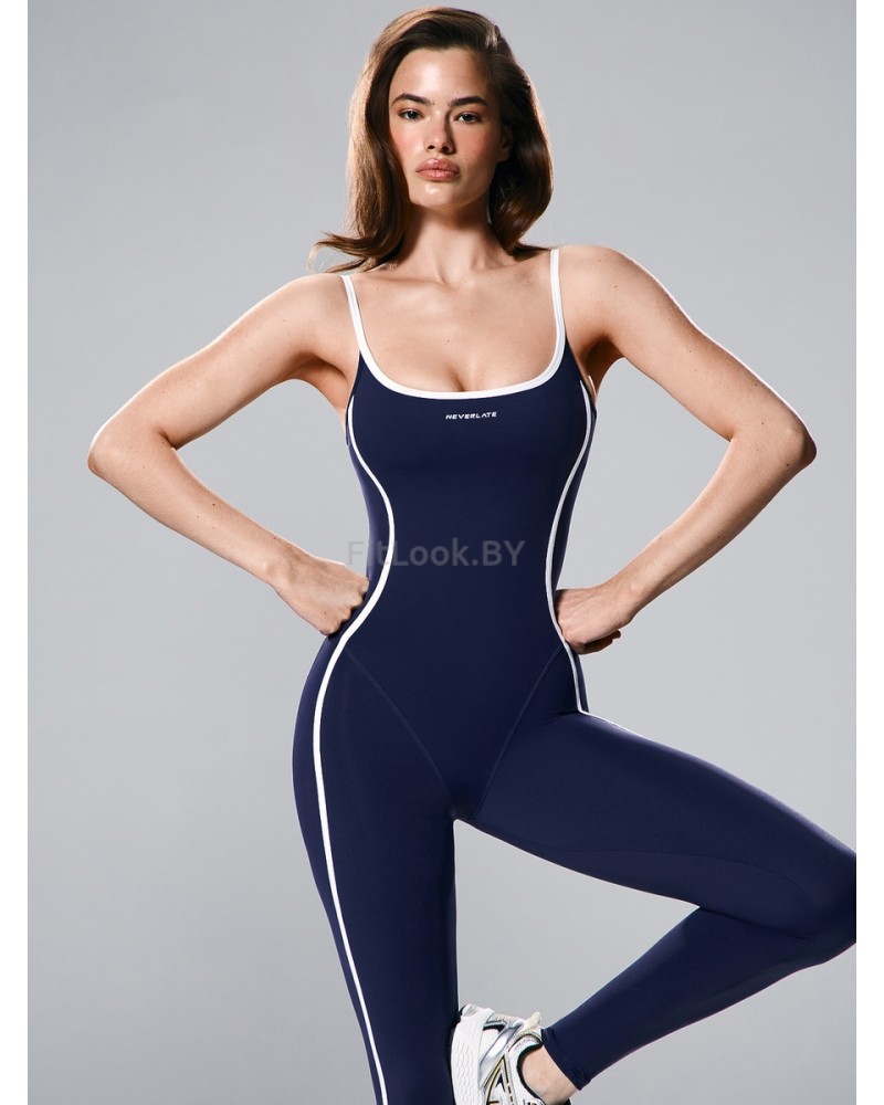 Моделирующий комбинезон с контрастными кантами Contrast Edge Long Blue