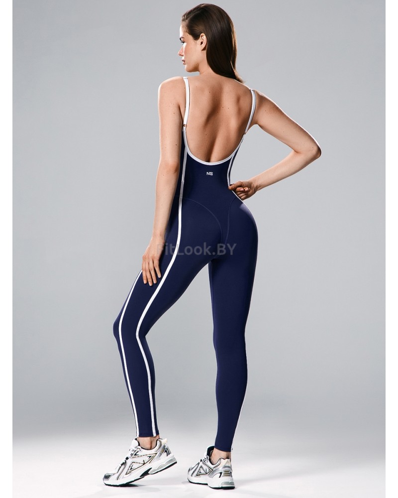 Моделирующий комбинезон с контрастными кантами Contrast Edge Long Blue