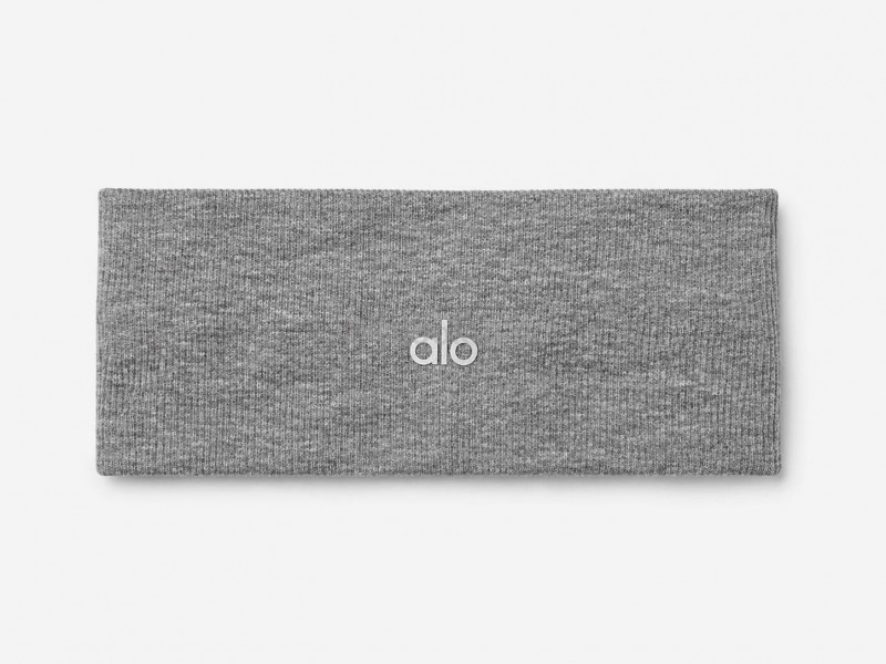 Повязка на голову ALO YOGA Ribbed Wide серая