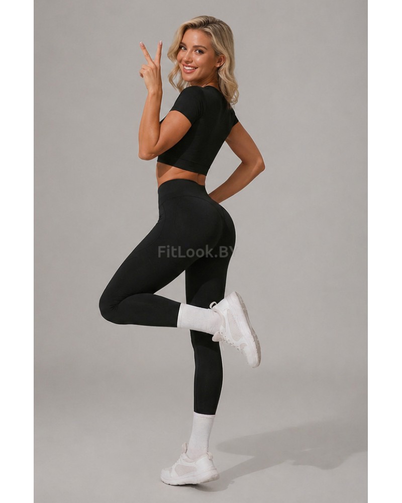 Леггинсы FITBASE Bikini Leggins с высокой посадкой (чёрные)
