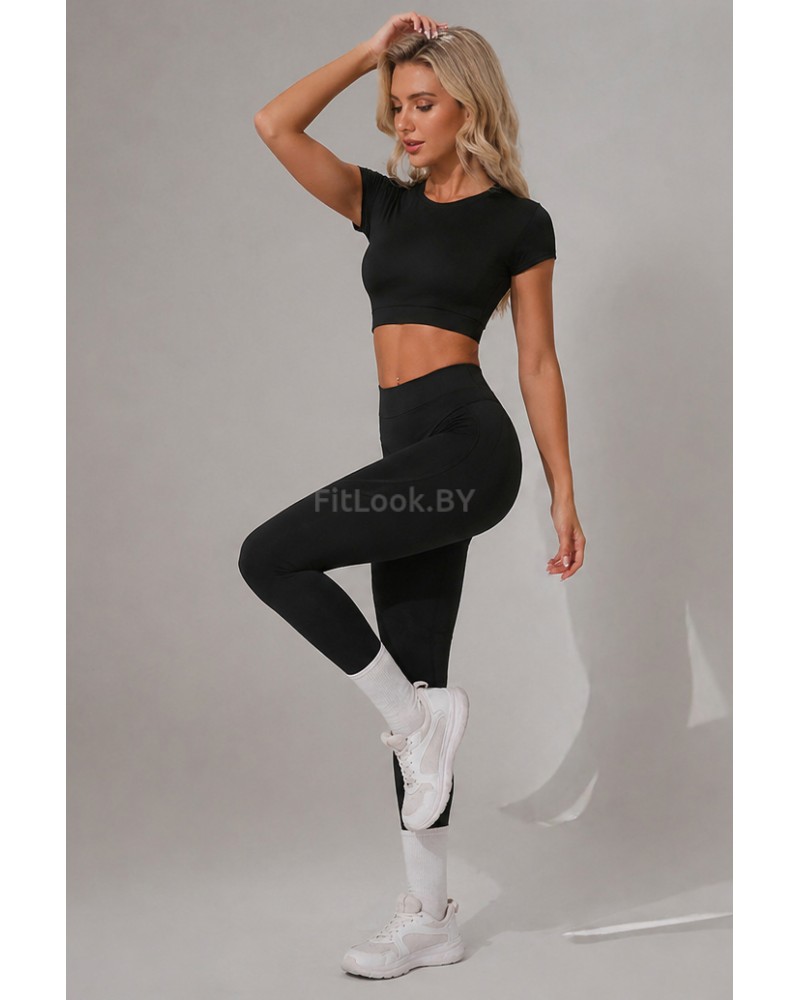 Леггинсы FITBASE Bikini Leggins с высокой посадкой (чёрные)