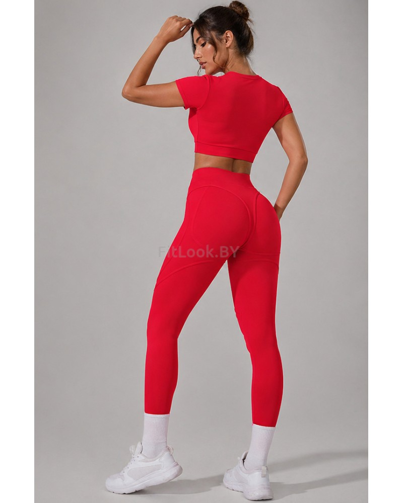 Леггинсы FITBASE Bikini Leggins с высокой посадкой (красные)