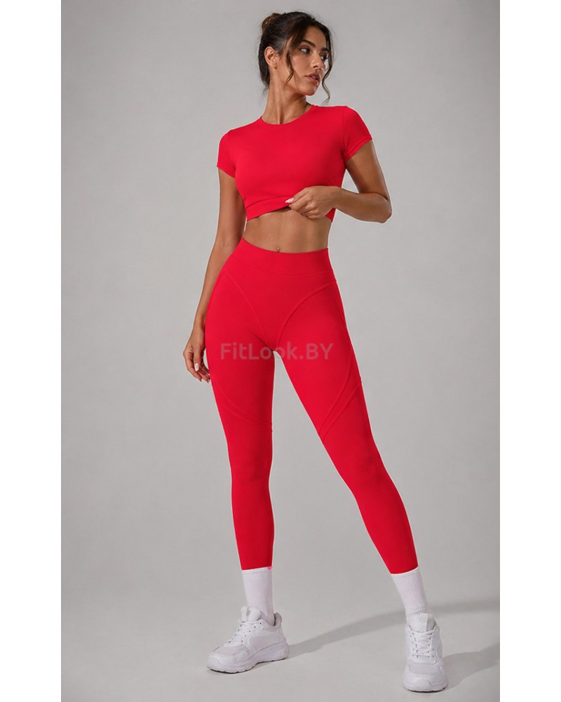 Леггинсы FITBASE Bikini Leggins с высокой посадкой (красные)