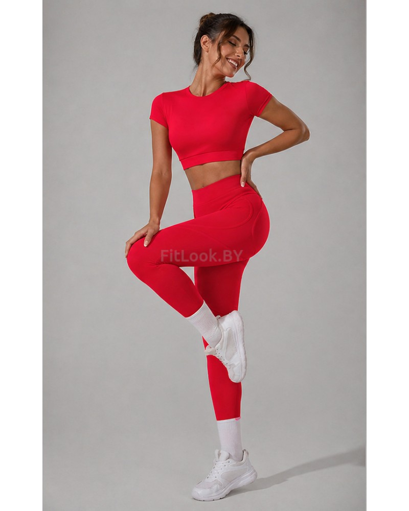 Леггинсы FITBASE Bikini Leggins с высокой посадкой (красные)