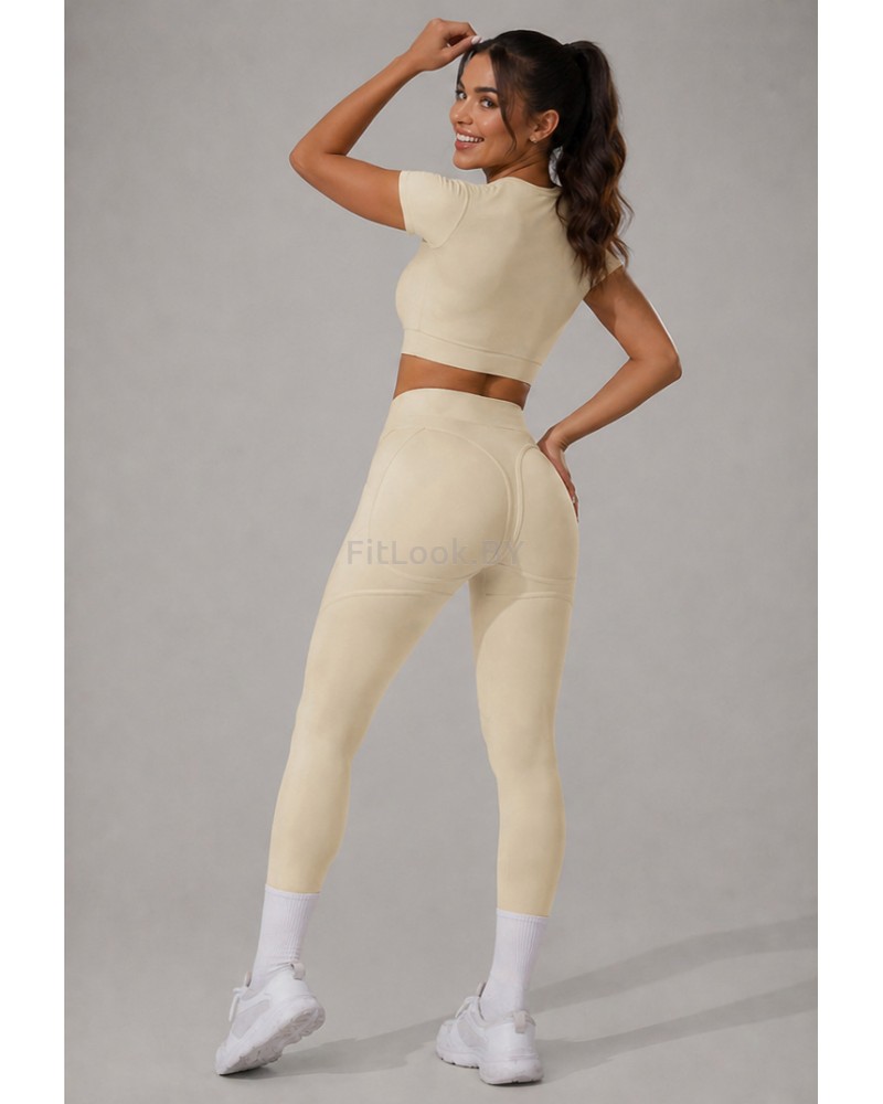 Леггинсы FITBASE Bikini Leggins с высокой посадкой (кремовые)
