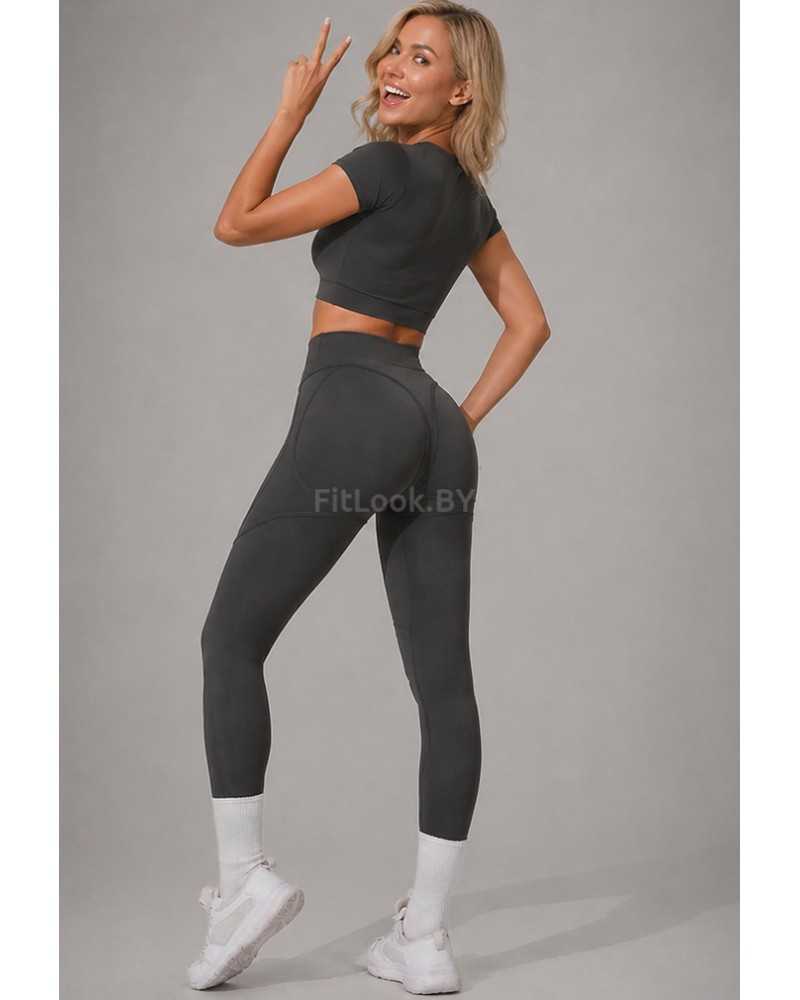 Леггинсы FITBASE Bikini Leggins с высокой посадкой (серые)
