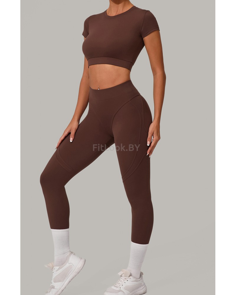 Леггинсы FITBASE Bikini Leggins с высокой посадкой (коричневые)