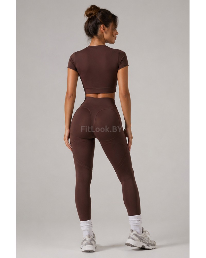 Топ FITBASE Classic Rash укороченный (коричневый, без чашек)