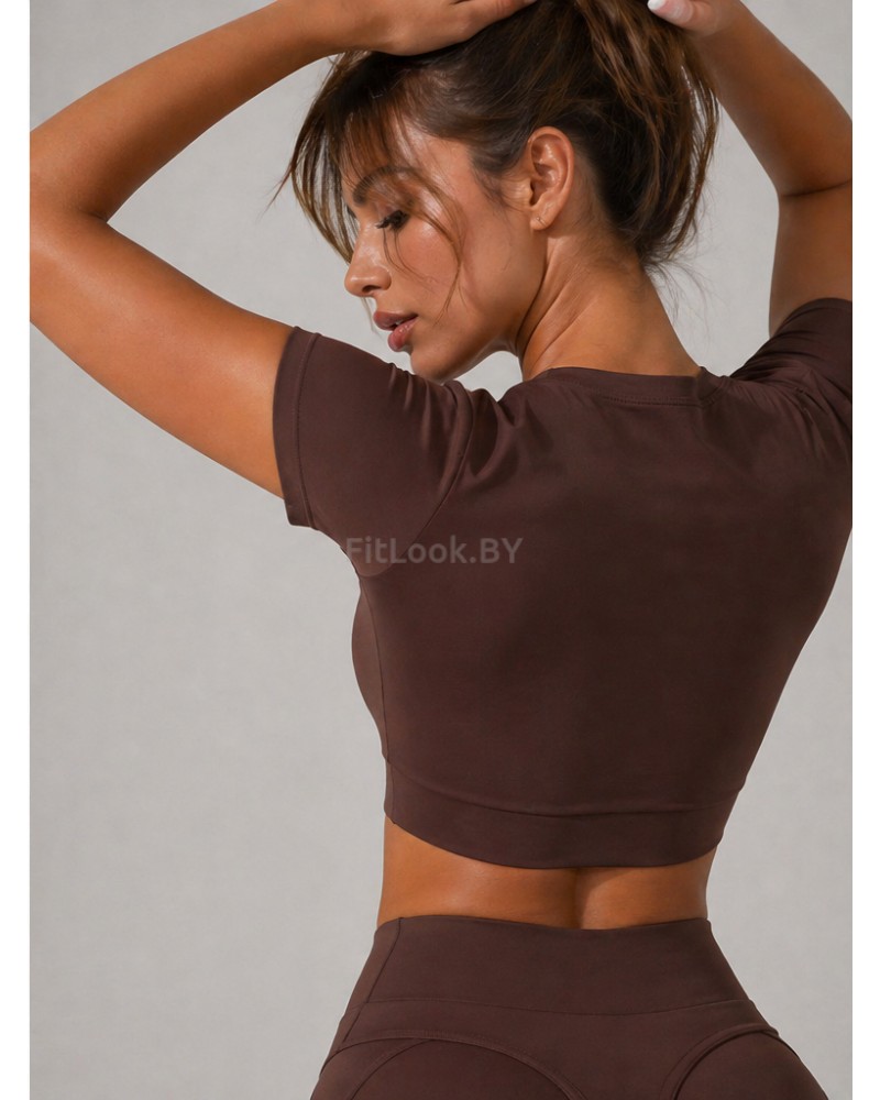 Топ FITBASE Classic Rash укороченный (коричневый, без чашек)
