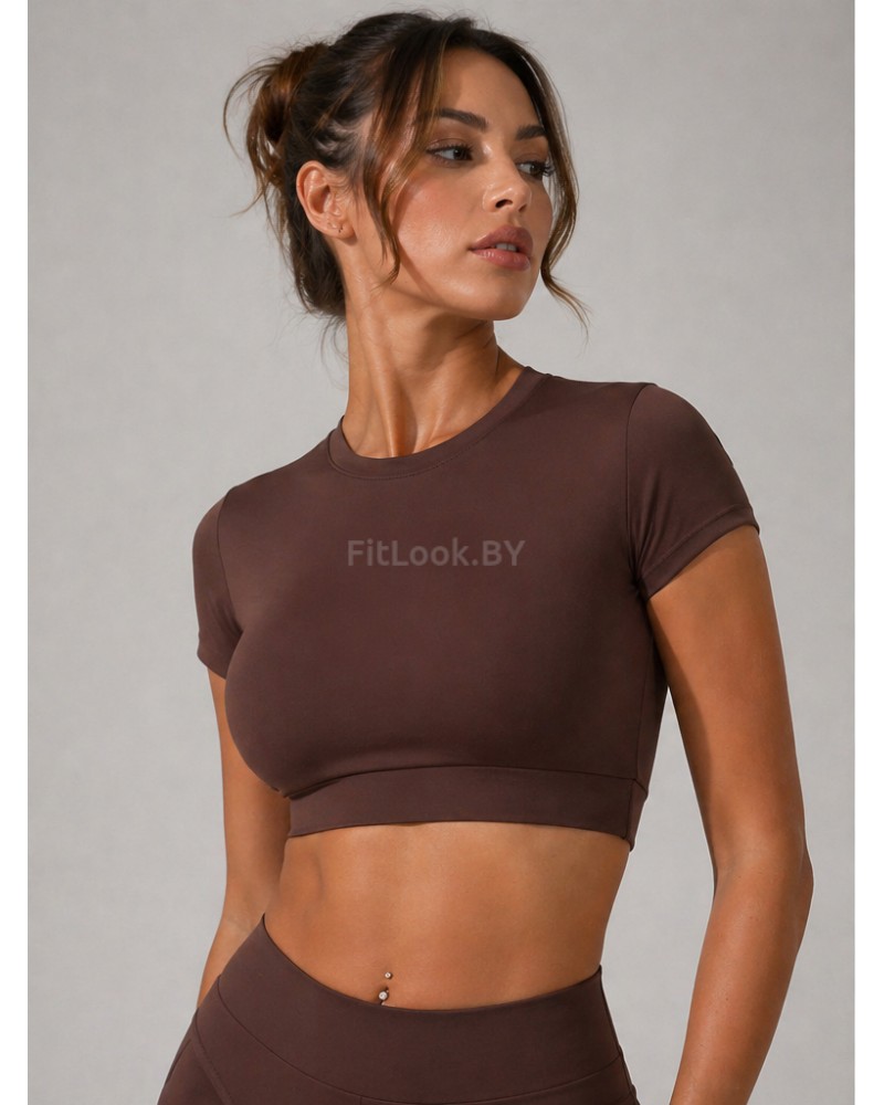 Топ FITBASE Classic Rash укороченный (коричневый, без чашек)