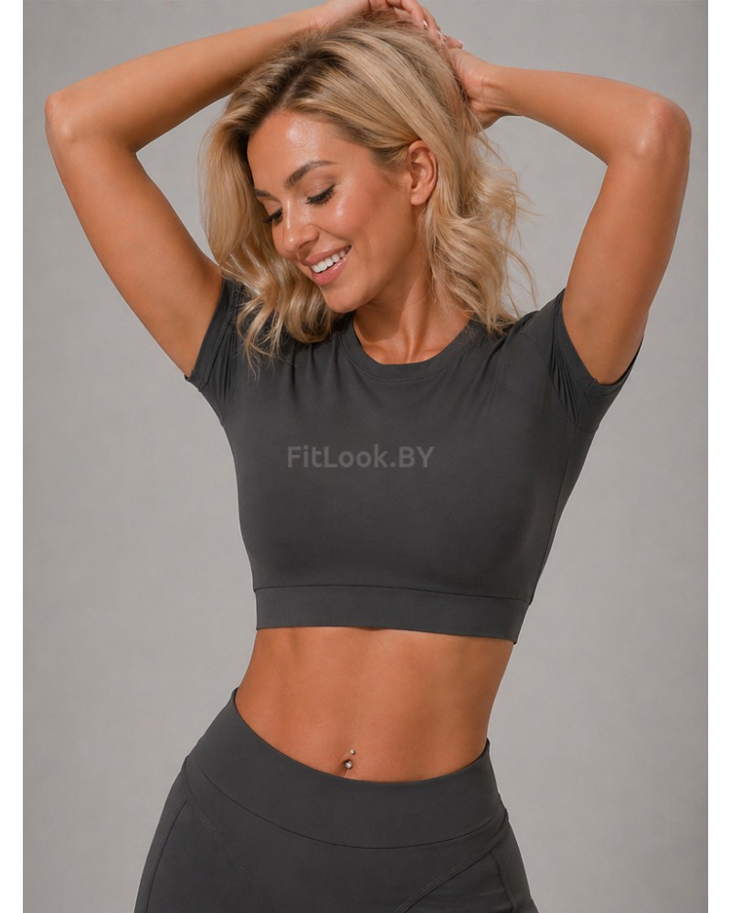 Топ FITBASE Classic Rash укороченный (серый, без чашек)