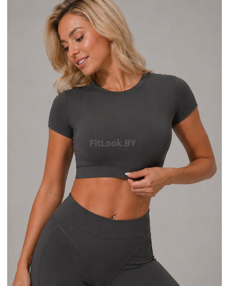 Топ FITBASE Classic Rash укороченный (серый, без чашек)