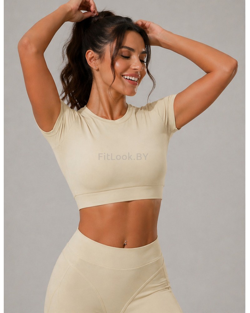 Топ FITBASE Classic Rash укороченный (кремовый, без чашек)