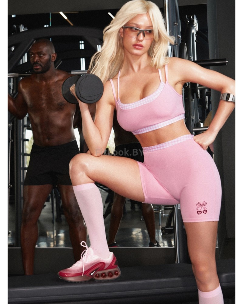 Спортивный топ-бра Neverlate Gingham Pink 